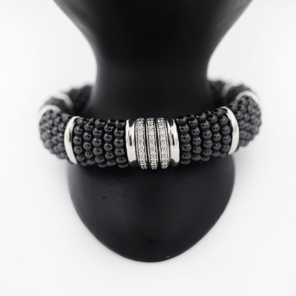 LAGOS Black Beaded Bracelet with Silver Accents